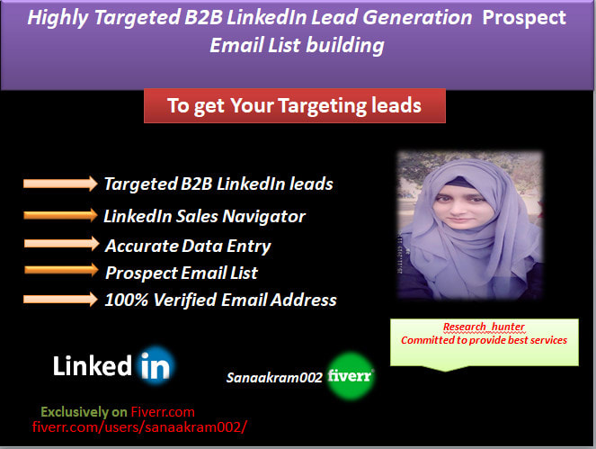 Gig Preview - Do highly targeted b2b linkedin lead generation  prospectemail list building