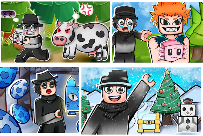 Gig Preview - Draw custom youtube thumbnail banner roblox minecraft any game avatar