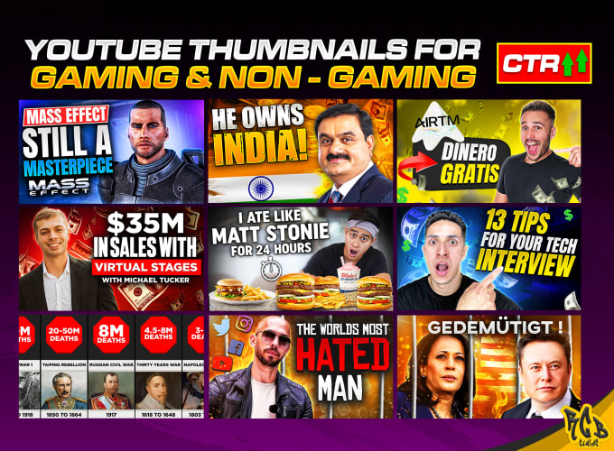 Gig Preview - Design professional clickbait youtube thumbnail