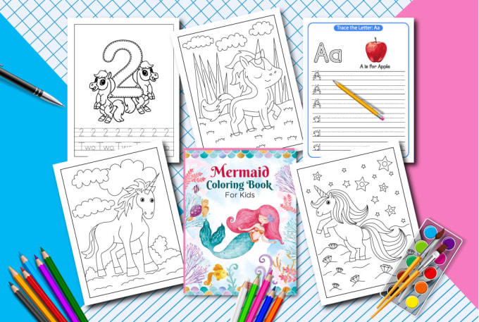 Gig Preview - Do kids coloring book cover, children book interior design for kdp