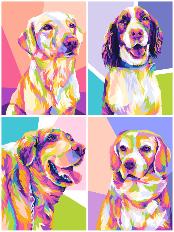 Gig Preview - Make your pet into unique colorful wpap pop art illustration