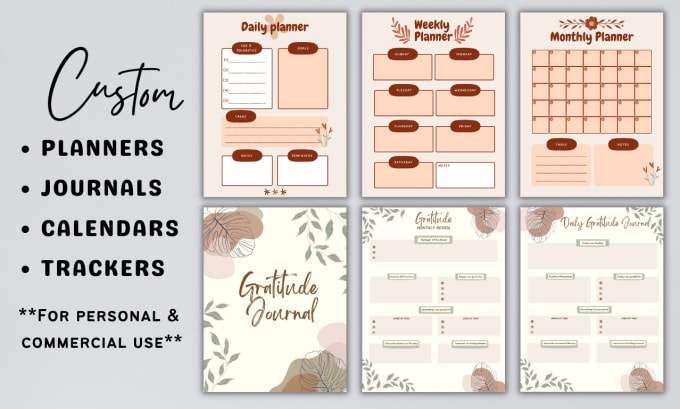 Gig Preview - Design custom printable and digital planners, journals and calendars