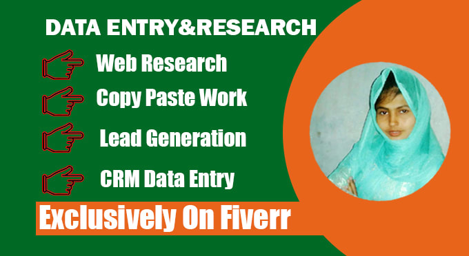 Gig Preview - Do perfect data entry, web research and copy paste