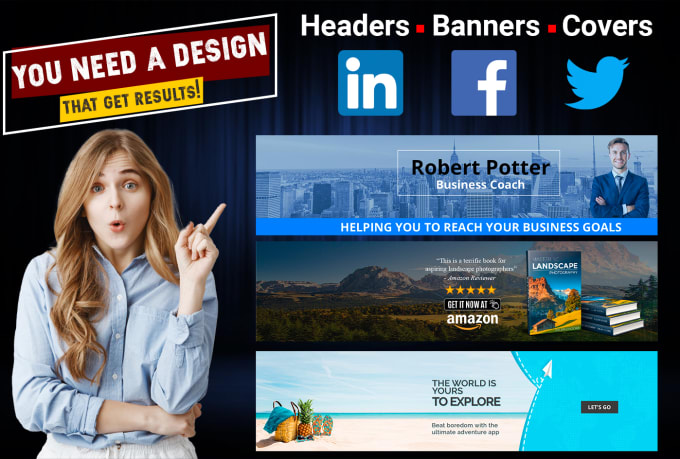 Gig Preview - Design linkedin banner, facebook cover, twitter header