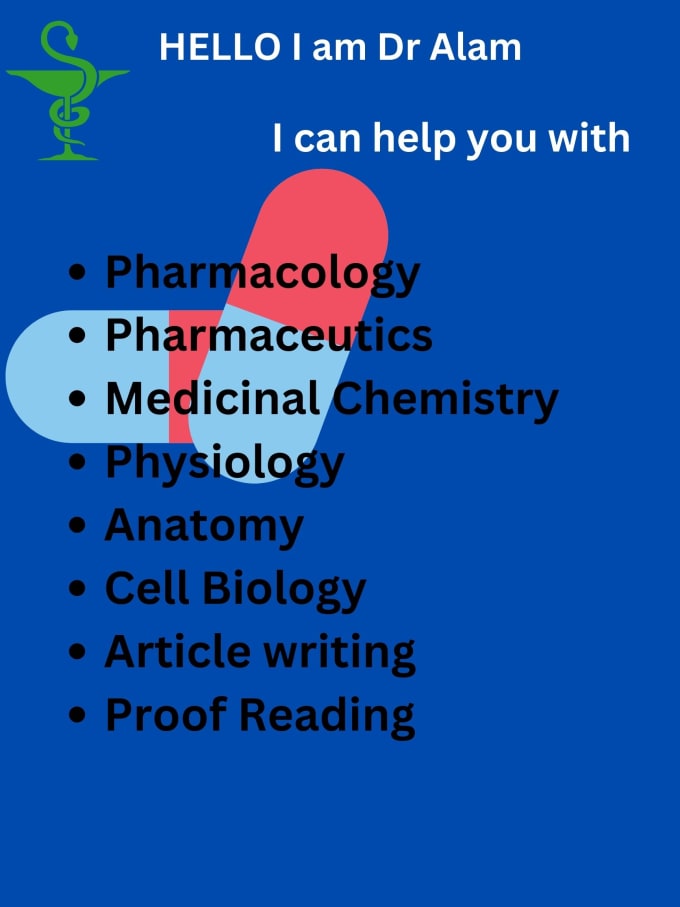 Gig Preview - Do pharmacology ,pharmaceutical, pharmacy ,pharmacognosy ,drug article and blogs