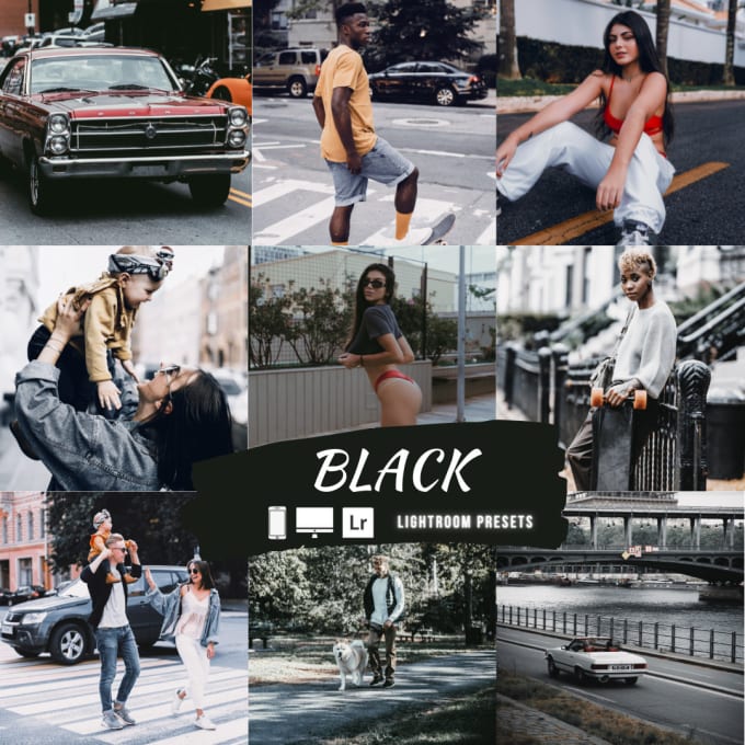 Gig Preview - Trendy black lightroom mobile desktop presets