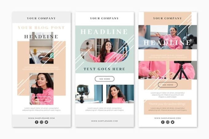 Gig Preview - Design an mailchimp newsletter and sendinblue email template,