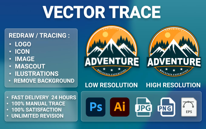 Gig Preview - Do trace or redraw any image, icon, logo, mascot, and remove background, etc