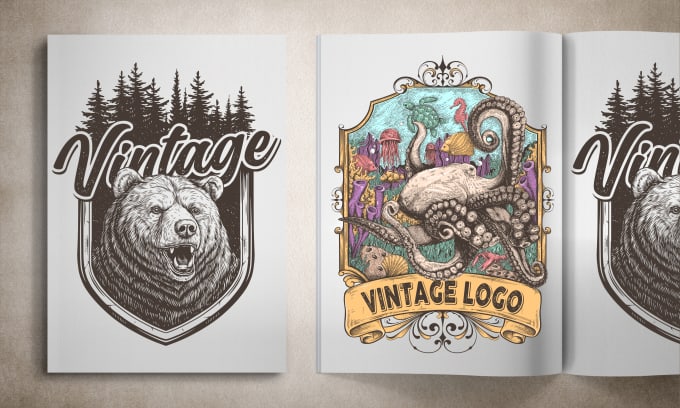 Gig Preview - Do vintage logo design retro with hand drawn illustration