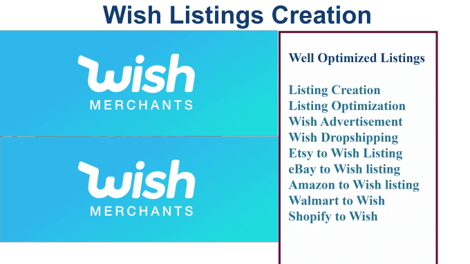 Gig Preview - Create wish listings, wish dropshipping and ads