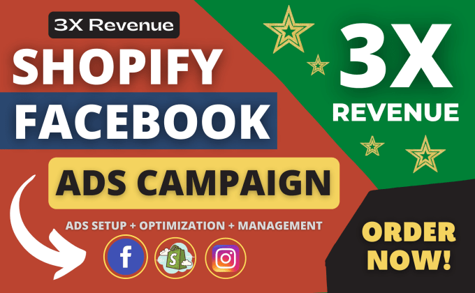 Gig Preview - Run 3x your store revenue by shopify facebook and instagram ads campaign