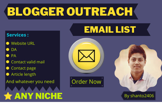 Gig Preview - Provide you a perfect email list for blogger outreach and guest post