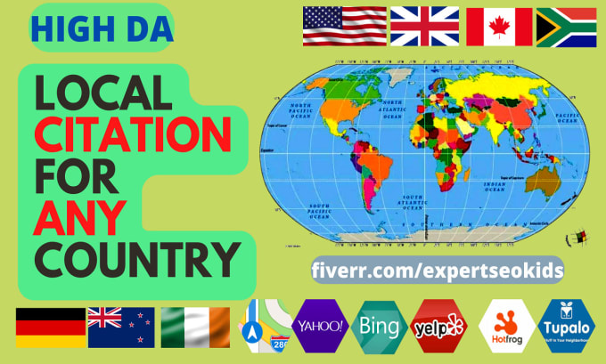 Gig Preview - Create local citations for any country from top local listing