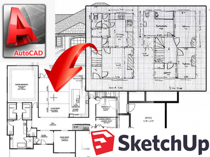 Gig Preview - Convert your floor plan to autocad and sketchup 2d and 3d