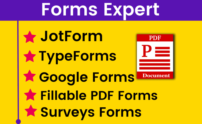 Gig Preview - Create online form using jotform, typeform, online survey, fillable pdf form