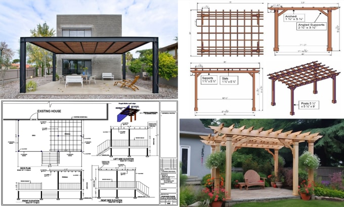 Gig Preview - Draw deck, sunroom porch and pergola blueprint floor plan in autocad