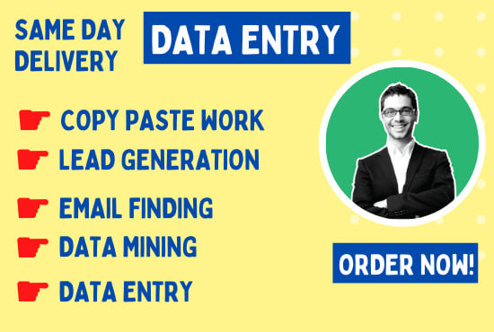 Gig Preview - Do data entry, lead generation, virtual assistant,copy paste