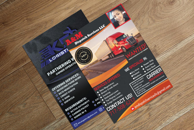 Gig Preview - Design trucking transport logistics and towing truck flyer