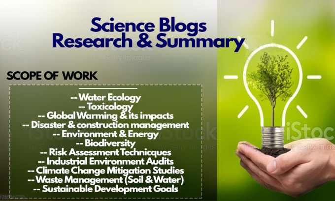 Gig Preview - Write environmental science articles and research critique