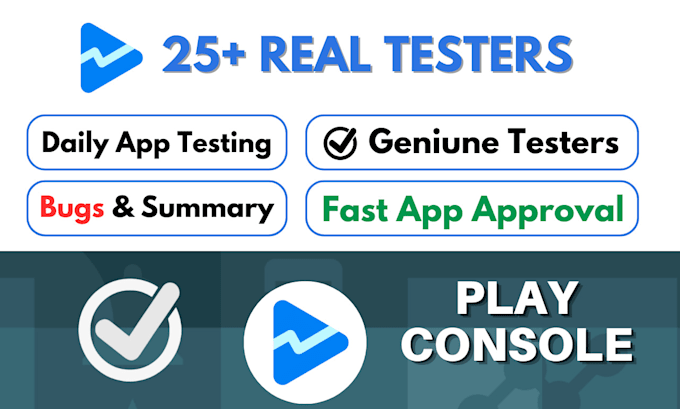 Gig Preview - Provide real 12 testers or 20 testers for google play console closed testing