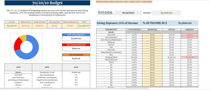 Gig Preview - Provide a personal financial workbook template