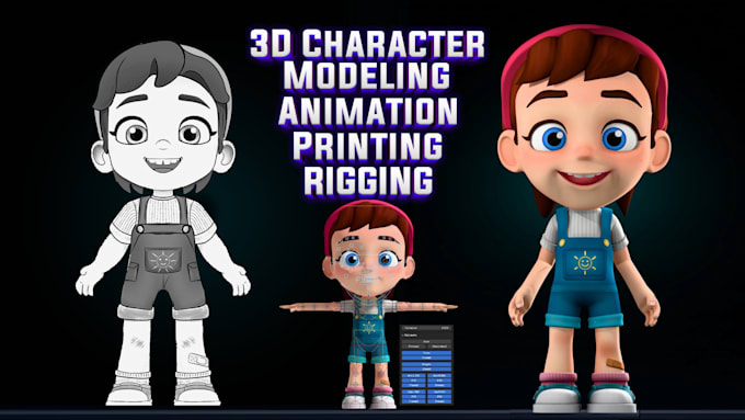 Gig Preview - Do 3d character modeling, rigging, animation 3d game character printing, vtuber