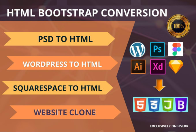 Gig Preview - Convert PSD to HTML CSS bootstrap javascript website or clone website