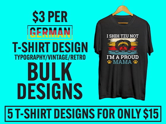 Gig Preview - Do custom german bulk t shirt designs for merch by amazon