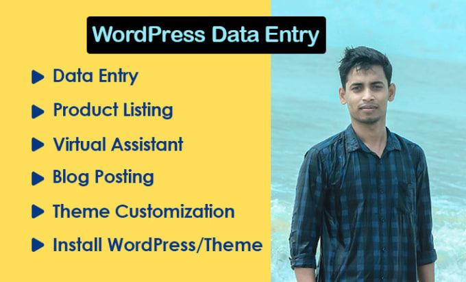 Gig Preview - Do your wordpress data entry, product listing, blog post and wordpress help