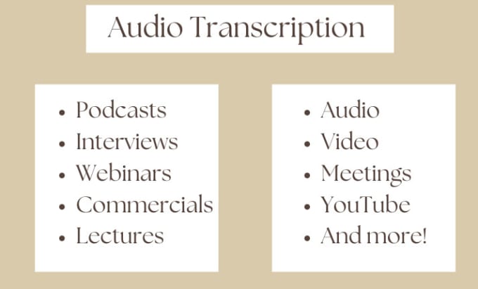 Gig Preview - Transcribe video or audio to text transcription