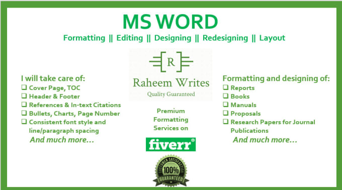 Bestseller - provide professional ms word formatting services