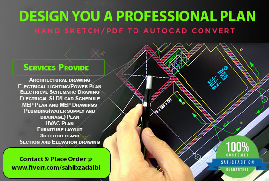 Gig Preview - Draw an architectural, electrical plan, mep drawings