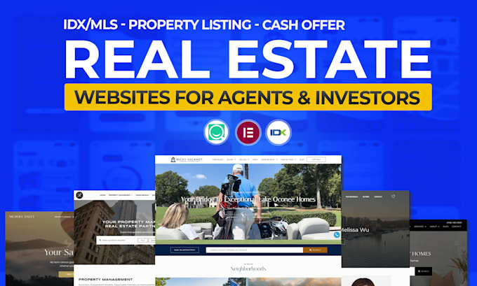 Gig Preview - Design pro real estate agent idx website or property listing website