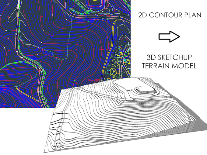 Gig Preview - Create 3d sketchup terrain model from dwg