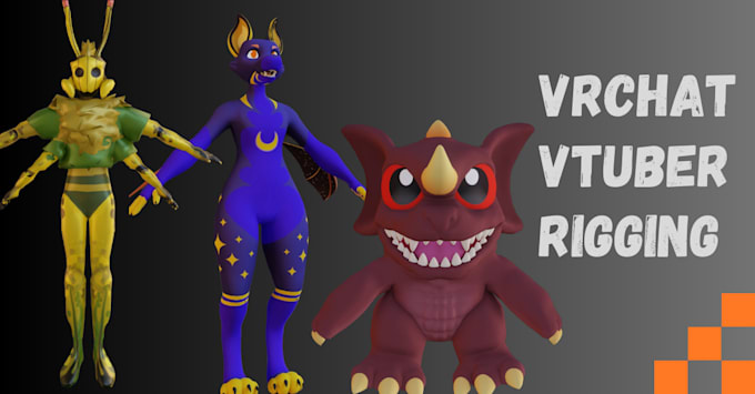 Gig Preview - Rig your 3d character, model, vrchat avatar and 3d vtuber avatar