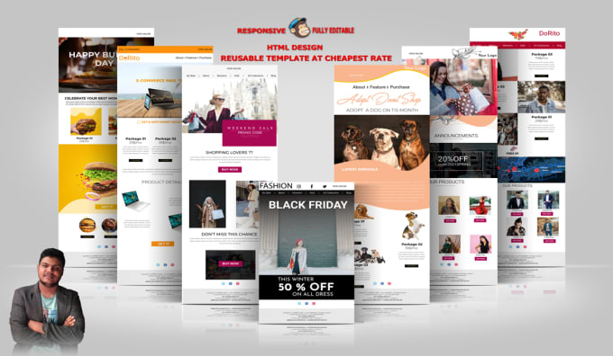 Gig Preview - Design responsive html mailchimp email  template