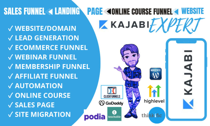 Gig Preview - Be your kajabi expert, VA on sales funnel,website, online course, website design