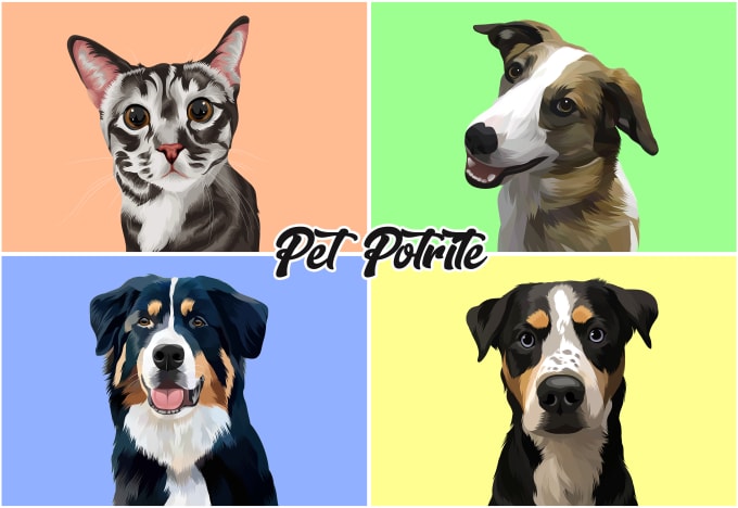 Gig Preview - Your cat, dog, or any pet into cartoon vector portrait