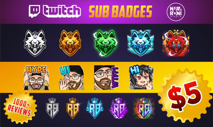 Gig Preview - Create express twitch emotes or sub badges in 24 hours