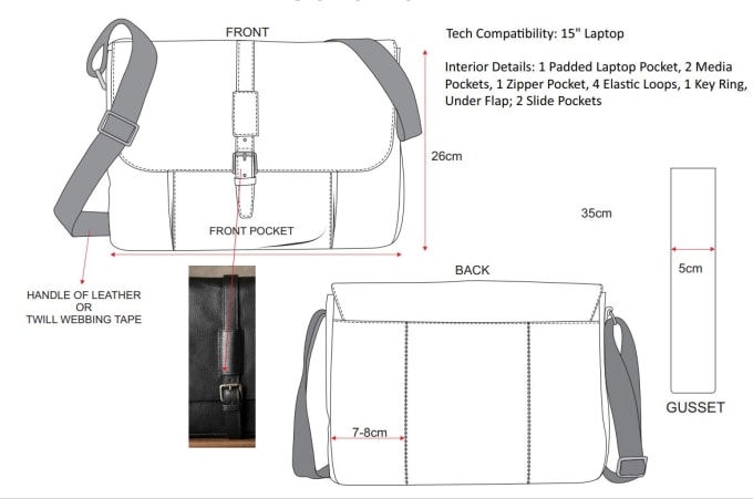 Gig Preview - Do bags designing with technical drawings and spec sheet