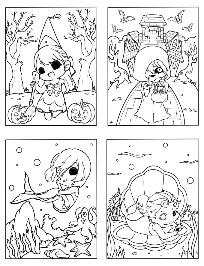 Gig Preview - Draw cute kawaii illustration for coloring book