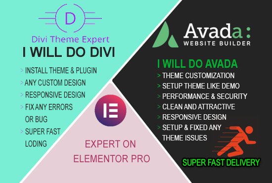 Gig Preview - Design and customize avada, divi, and elementor pro themes