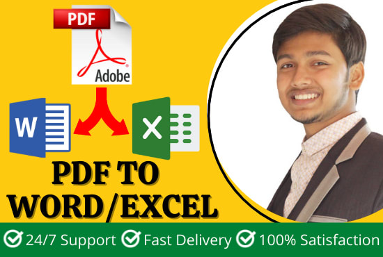 Gig Preview - Convert pdf to word or excel within 24 hours