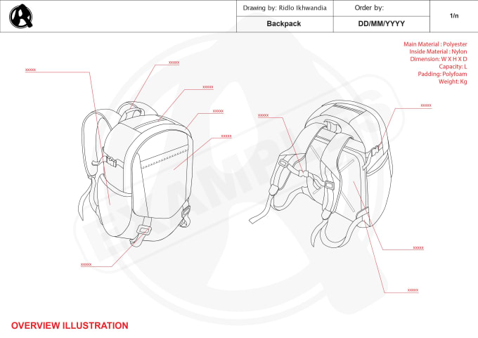 Gig Preview - Create tech pack for bags, backpack for manufacturing needs