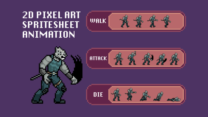 Gig Preview - Do pixel art design and animation sprite sheet