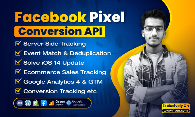 Gig Preview - Setup facebook pixel conversion API server tracking for ios14 and ga4 ecommerce