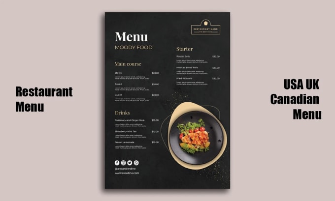 Gig Preview - Design restaurant cafe bakery trifold menu product price list