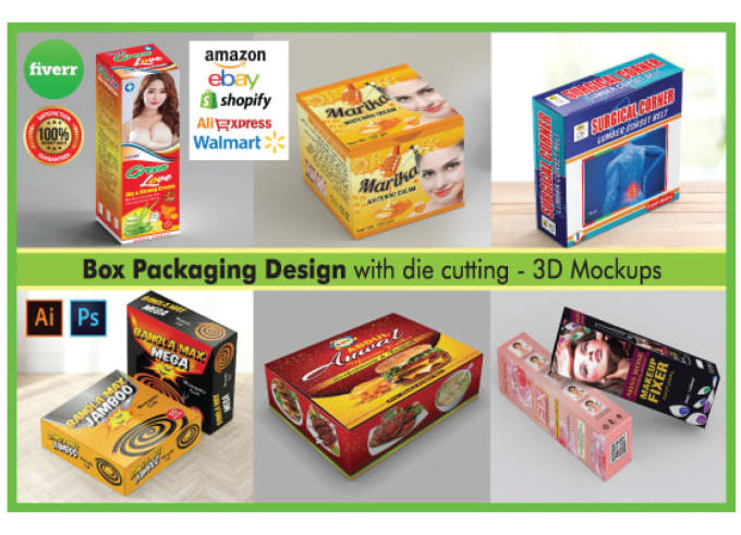 Gig Preview - Create product box packaging design in 24 hours with mockup