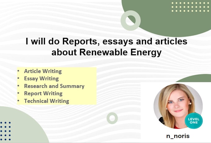 Gig Preview - Write reports, essays and articles about renewable energy