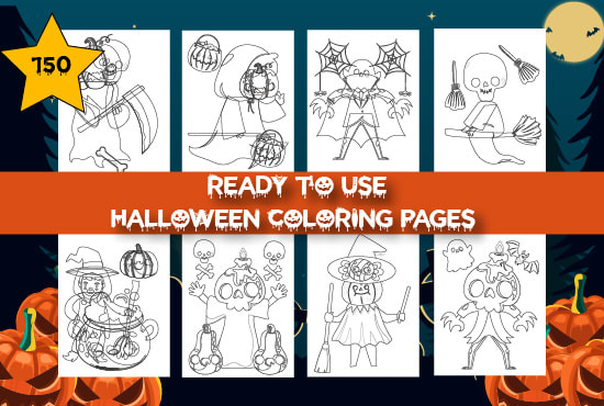 Gig Preview - Send you a unique halloween coloring page for amazon kdp